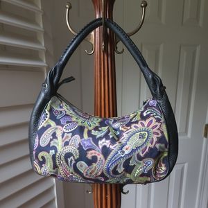 NWOT Talbots Black and Paisley Handbag Purse Pocketbook with Zipper Closure